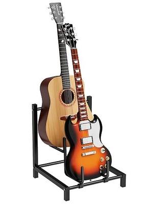 Guitar Stand for Double Guitars, Guitar Rack with Soft Foam Arms, Guitar Stand Floor Holder for Acoustic Guitar, Electric Guitar, Bass and Rustic Guitars Display Stand