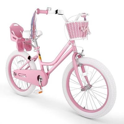 KORIMEFA Girl Bike with Training Wheel, Age 2-12 Princess, 12/14/16/20in | Kids Gift for Ride on Toy, with Basket/Streamers, Coaster Brake, Multi Colors