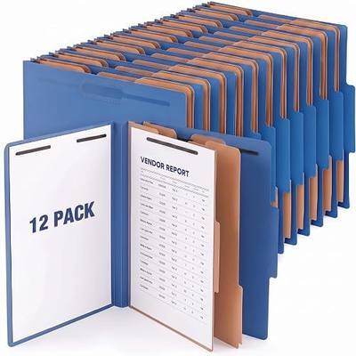 12 Pack Classification Folders with 2 Dividers & Prong Fasteners, Heavy Duty 3.5" Expandable Plastic File Folders, Letter Size Organizer for Teacher, Office, School, Medical Records(Dark Blue)
