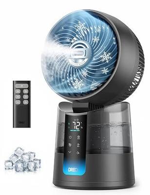DREO TurboCool Misting Fan 516, 5℉ Drop Cooling Fans that Blow Cold Air | 150°+30° Omni-directional Oscillating, Evaporative air cooler, 26 ft/s Wind, Ultrafine Mist, 20dB, 6 Speeds 2 Modes, Grey