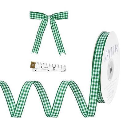 Double Faced Green Gingham Ribbon 3/8 Inch x 30 Yards for Xmas Decor | Double Sided Green and White Checkered Ribbon Plaid Ribbons for Gift Wrapping, Crafts, Hair Bows, Christmas, Party Wreaths