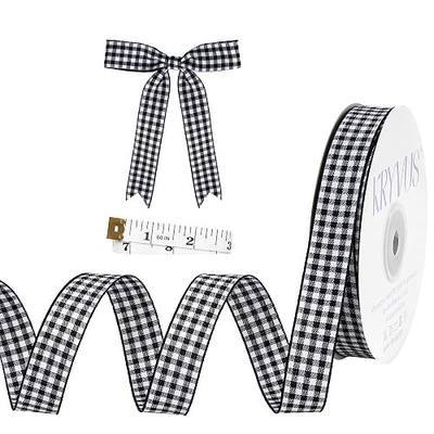 Black and White Gingham Ribbon 5/8 Inch x 30 Yards for Gift Wrapping | Double Sided Black Gingham Ribbon, Buffalo Plaid Ribbons for Crafts, Halloween, Christmas, Hair Bows, Sewing, Birthday Decor