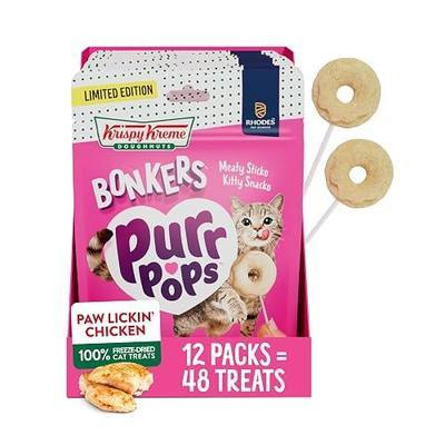 Bonkers Purrpops Krispy Kreme Edition Freeze-Dried Chicken Flavored Lollipop Cat Treats, 4 Pieces (Pack of 12)