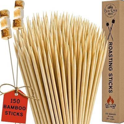 30” Premium Smores Sticks - Bulk 150 Pack with Giftable Storage Box - Marshmallow Sticks for Fire Pit - Smores Skewers Camping Essentials - Sturdy Marshmallow Roasting Sticks - Smore Sticks