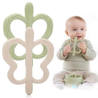 2 Pack Baby Teether Toys for 0-6 Months, Butterfly Silicone Baby Chew Toys | Baby Teething Toys for 6-12 Months, BPA-Free Sensory Chew Toy for Teething Relief, Soothes Sore Gums for Baby Boys & Girls