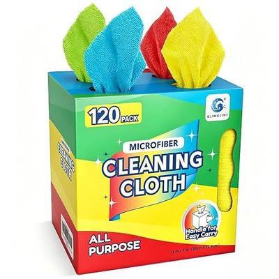 GLIMGLINT Microfiber Cleaning Cloth 120 Pack, Reusable Paper Towels 11 x 9 | Lint Free & Ultra Absorbent Cleaning Rags for Car, Home, Kitchen, Glass & Screen, Washable Shop Towel Rag with Box Multicolor