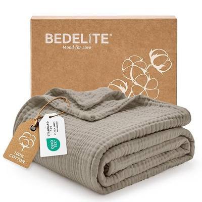 BEDELITE 100% Cotton Muslin Blanket for Adults, Breathable, Taupe, 50"x70" | 4-Layer Large Throw Breathable Lightweight Gauze Blanket for Couch, Bed, Summer Cooling Gift for Women, Men & Hot Sleeper