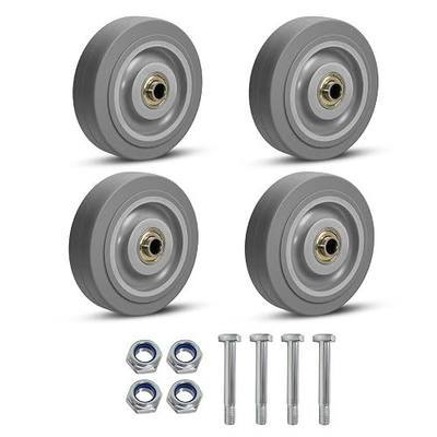 4'' Heavy Duty Rubber Caster Wheels, ASOMWLS Industrial Casters Set of 4 with Load 1200lbs Capacity, Non Marking Replacement Wheels for Cart Dolly Trolley (4 Wheel)