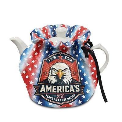 Eagle Tea Pot Cover 250Th Anniversary Decor Durable Teapot Pouch Insulated Independence Day Kettle Cover Drawstring Teacup Covers Insulated Drop-Proof Shock-Proof Kitchen Home Dining July 4Th