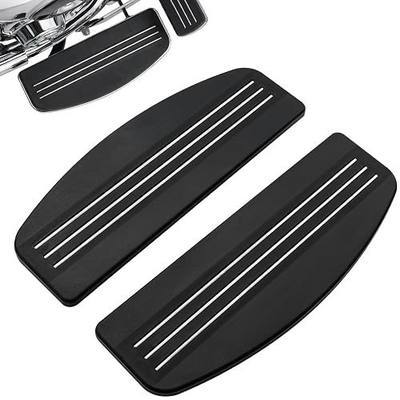 Amazicha Rider Footboard, Rubber Insert Front Footboard, Floorboard Foot Peg Footrest Pad Compatible for Harley Touring Softail Road King Electra Glide 1986-Later, Streamline Black