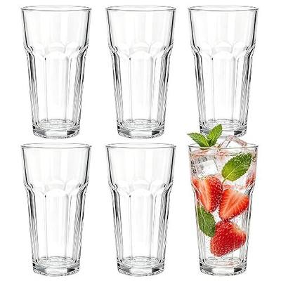 Mapoxy 16oz Highball Glasses Set of 6, Thick Lead-Free Glass Tumblers | Clear Drinking Glasses with Heavy Base for Water, Juice, Beer, Cocktails, Dishwasher Safe Bar Glassware, Ideal Gifts