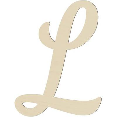 Large Wooden Letters Big Cursive Wooden Letters Cutouts Unfinished Wood Script Letters for Wall Decor Wood Alphabet Letters for Crafts Nursery Birthday Wedding Party Home Decoration (L, 15 inch)