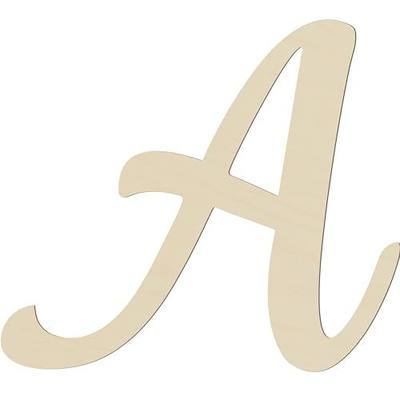 Large Wooden Letters Big Cursive Wooden Letters Cutouts Unfinished Wood Script Letters for Wall Decor Wood Alphabet Letters for Crafts Nursery Birthday Wedding Party Home Decoration (A, 15 inch)