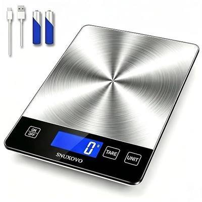Food Scale, 33lb Digital Kitchen Scale, Stainless Steel Waterproof, 1g/0.05oz Precise Graduation, Grams and Ounces, Dual Power (Battery & USB Charging), for Cooking Baking Weight Loss