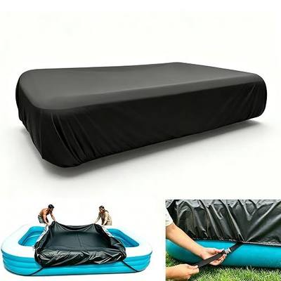 150 x 84 inch Rectangle Pool Cover Inflatable Rectangular Pool Cover Fits Blow Up 12.5 x 7 ft Frame Above Ground Pool Cover Built-in Elastic for Garden