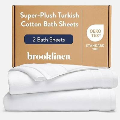 Brooklinen Super-Plush 100% Turkish Cotton Bath Sheets - Set of 2-770 GSM, Highly Absorbent, Machine Washable, Oversized Bath Towels for Home & Bathroom (40" x 65", Solid White)