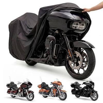 Motorcycle Cover for Harley Davidson Ultra Limited, Road Glide Limited, Street Glide Ultra, Gold Wing and Other Touring Bikes with Tour Pak/Trunk, Waterproof Heavy Duty All Weather Outdoor Storage