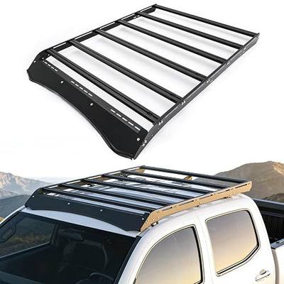 TRUMGETA Heavy-Duty Aluminum Roof Rack for 2015-2023 Toyota Tacoma, Bolt-On No Drilling Installation, 800/1000 lbs Load, Integrated Light Bar & T-Slot Crossbars for Rooftop Tents & Cargo