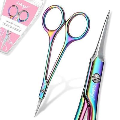 Premium Rainbow Cuticle Scissors - Precision Stainless Steel Manicure Scissors for Dead Skin, Eyebrow, and Nail Care - Professional Beauty Tool for Salon and Home