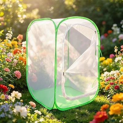 24" Garden Mesh Plant Tent Enclosure, Pop-Up Cage Plant Cover Pest Protection Guard for Fruit, Vegetables, Flowers and Herbs (16" x 16" x 24" )