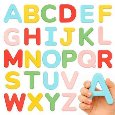 JoyCat Silicone Magnetic Alphabet Letters, 26 Uppercase ABC Fridge Magnets for Toddlers & Kids, Preschool Learning Refrigerator Toy Set, Birthday Gifts for Boys and Girls (Sunny Color)