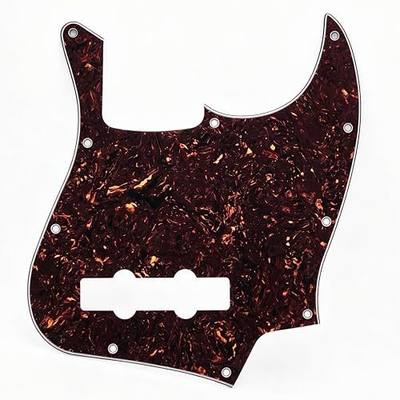 4 String Jazz Bass Pickguard - 10 Hole Scratch Plate Compatible with USA/Mexico Fender Standard Jazz Bass (Dark Red Tortoise Shell)