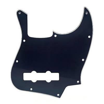4 String Jazz Bass Pickguard - 10 Hole Scratch Plate Compatible with USA/Mexico Fender Standard Jazz Bass (Black 3-Ply)