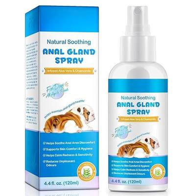 Anal Gland Spray for Dogs 120ml | Dog Anal Gland Support with Aloe Vera & Chamomile, Helps Relieve Discomfort, Deter Scooting, Reduce Odors & Soothe Irritation, 4.4 Fl Oz