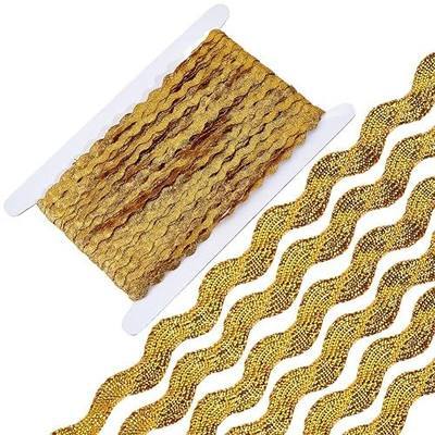 GORGECRAFT 27 Yard Rick Rack Trim 0.2 Inch Gold Metallic RIC Rac Ribbon Rickrack Zig Zag Wave Bending Fringe Lace Trim Woven Fabric Edge Trimming for Sewing Flower Making Wedding Christmas Party