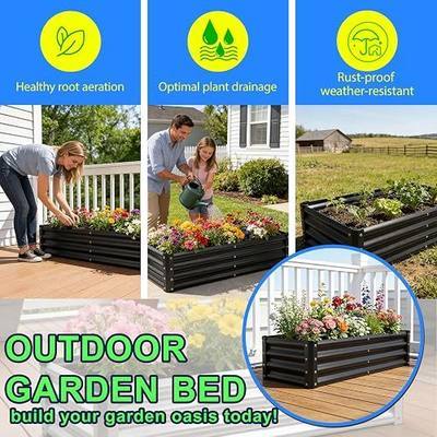 Raised Garden Bed 2 Pack 6x3x1FT, Premium Galvanized Raised Garden Bed, Large Raised Garden Beds Outdoor for Deep-Rooted Vegetables, Flowers, Green and Herbs, Black