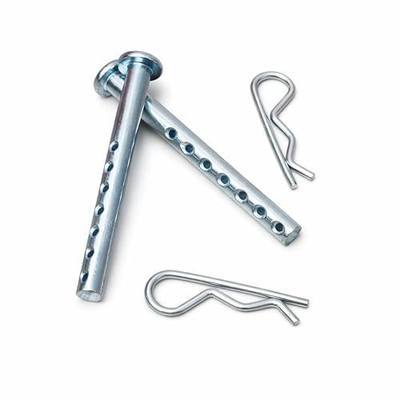 472795 7-Hole Clevis Pin with R Clip, 1/4 x 2-1/2 Inch, 2 Pack | Carbon Steel Hitch Pin Set for Trailer, Lawn Mower and Farm Equipment; Includes Matching Hairpin Cotter Clips