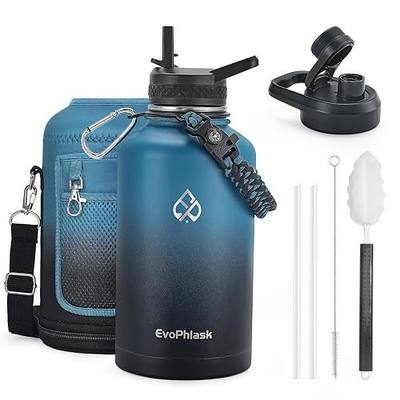 64 oz Insulated Water Bottle with Carrier Bag, Indigo Black | Stainless Steel, Vacuum Insulated Keep Cold 48 Hrs, Half Gallon Large Water Jug, For Travel, Sport, Gym, Hiking