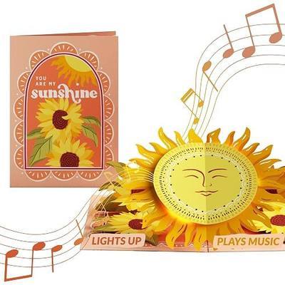 Lovepop You Are My Sunshine Music and Lights Pop Up Card - 3D Smiling Sun Greeting Card for Mom, Her, Daughter, Friend, Wife (Thinking of You, Birthday, Mother's Day, Anniversary) 5x7 with Envelope