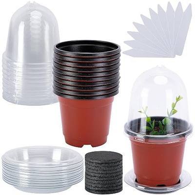 EBaokuup 10 Pack Self Watering Seed Starter Pot, 3 Inch Automatic Watering Plant Nursery Pots with Humidity Dome, Red Self Watering Nursery Pots for Potted Plants Seed Germination
