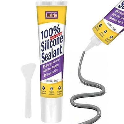 Silicone Sealant 5oz, No Caulking Gun Needed Flexible Adhesive Caulk, 100% Waterproof UV Weather Resistant Crack Proof Sealant for Kitchen Bathroom Shower Window Auto(Gray)