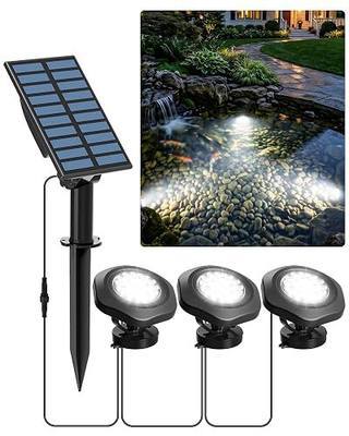 T-SUNiceM 3-in-1 Solar Pond Lights IP68 Waterproof Cool White | 2 Installation Methods LED Submersible Spotlights for Pond, Fountain, Pool, Aquarium, Garden Patio Decor