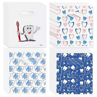 Colarr 400 Pcs Dental Bags for Patients Bulk 9 x 8 Inches Plastic Tooth Merchandise Goodie Bag for Hygienist Dentist Patient Care Clinics Encouragement Gifts Party Favors (4 Styles)