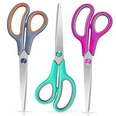Scissors 8.5 Inch scissors all purpose for Office, Home, Sewing,and Crafts,Soft Comfort-Grip Right/Left Hand 3-Pack, Multicolor