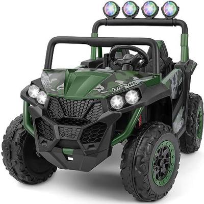 ELEMARA 2 Seater 24V Ride on Toys for Big Kids,XL Ride on Car with Remote Control,Max Capacity 130lbs Battery Powered Kids car,5 Mph Max,4-Wheeler Suspension,Bluetooth,Rainbowlight*4,Camouflage Green