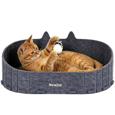 Cat Scratcher Bed for Indoor Cats 24.2 Inch Large Cardboard Cat Scratch Couch Felt Bed Cat Scratch Pad for Cat Scratching Post Board Scratchers Lounge House with Bell Ball Toys