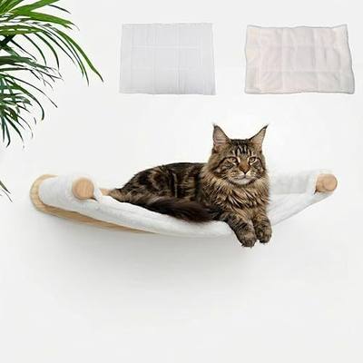 Heavy Duty Wooden Wall Mounted Cat Hammock - 21 * 18 in for Extra Large Indoor Cats 30 Lbs