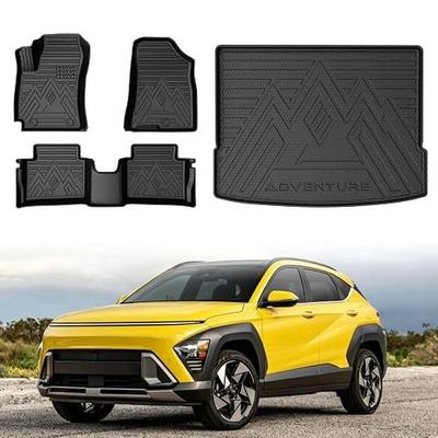 Mixsuper Floor Mat & Cargo Liner for Hyundai Kona 2024-2026 | SE | | SEL | | N Line | |Limited| (Not for Electric Model),All Weather TPE Rubber Floor Liners Protection for Kona Accessories Car Mats