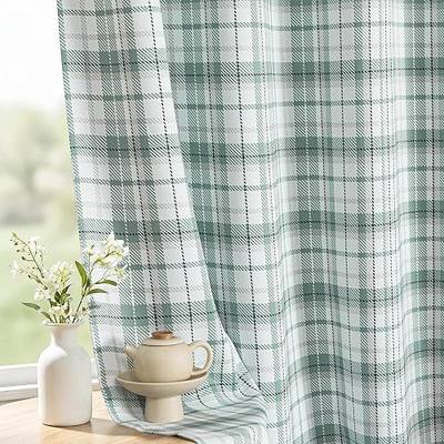 MYSKY HOME Sage Green Plaid Blackout Curtains 84 Inch Length 2 Panels Set for Bedroom Buffalo Check Gingham Thermal Insulated Light Blocking Black Out Grommet Window Treatments, 52" W Each Panel