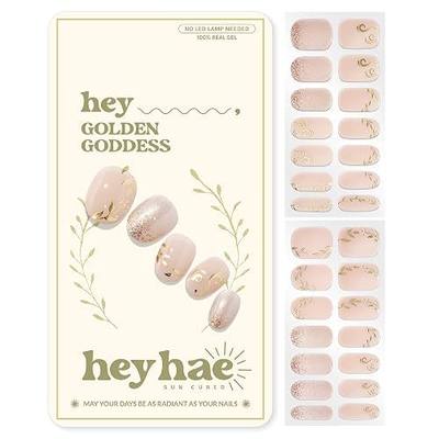 Heyhae Semi Cured Gel Nail Strips Salon Quality - Hey, Golden Goddess