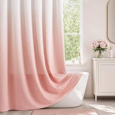 HOMEIDEAS Pink Bubble Gauze Ombre Shower Curtain, 72"x72" | Double Layer Fabric, Waterproof , 3D Texture, 12 Hooks,for pink bathroom decor,for girls