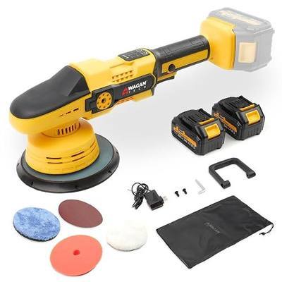 Wagan EL6402 OneVolt Cordless Polisher 6 Pro Dual Action 6-Inch Brushless Car Buffer with 6 Variable Speed, Including 2 UL Certified 3.0Ah Batteries, Multi-Purpose Accessory Kit for Detailing & Waxing