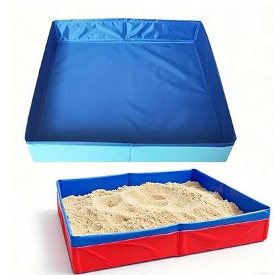 2 Pack Folding Portable Sandbox 20 Inch Square PVC Sand Box Children Outdoor Beach Garden Sand Plate Foldable Puppy Swimming Pool