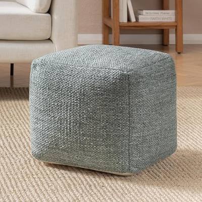Anji Mountain Pouf Ottoman Foot Rest, Handmade Ottoman Pouf, Comfortable Foot Stool, Decorative Floor Seating for Living Room Decor, Bedroom & Home Décor Accent - Green