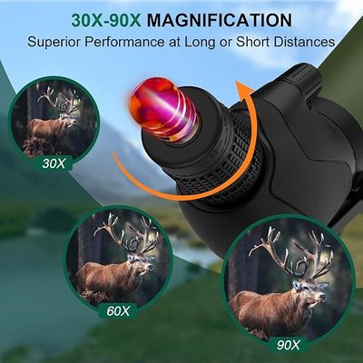 30-90x92 UHD Spotting Scope with Tripod Carrying Bag & Upgraded Phone Adapter - Super Bright BAK4 Prism Waterproof Spotting Scopes for Target Shooting, Hunting, Bird Watching