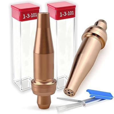 2PK 1-3-101 Acetylene Cutting Torch Tips for Victor Light/Medium Torch Kit | Cutting Torch Welding Nozzle, 0-3-101 1-3-101 2-3-101 3-3-101 Fit V-Style Light/Medium Duty Torch, with Torch Tip Cleaner